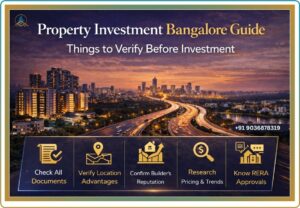 Checklist for buying property in Bangalore including legal verification, RERA approval, and investment tips