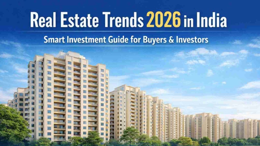 Real Estate Trends 2026 India with modern city skyline and property growth