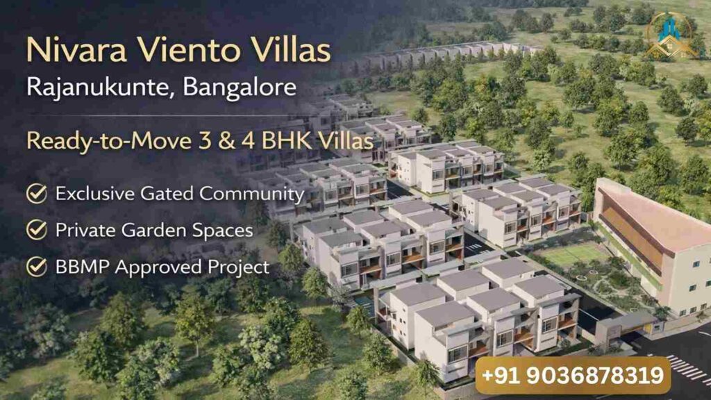nivara viento villas rajanukunte bangalore 3 and 4 bhk villas ready to move, nivara viento bangalore villas, luxury villas in north bangalore, property in bangalore villas