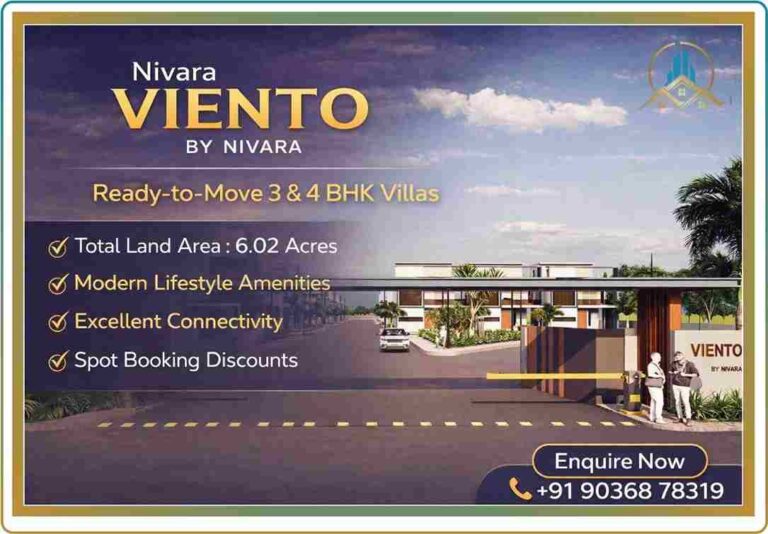 Nivara Viento Villas in Rajanukunte Bangalore offers spacious 3 and 4 BHK ready-to-move villas with modern amenities, excellent connectivity, and a peaceful lifestyle in a fast-growing North Bangalore location. Ideal for both homebuyers and investors looking for premium property in Bangalore.
