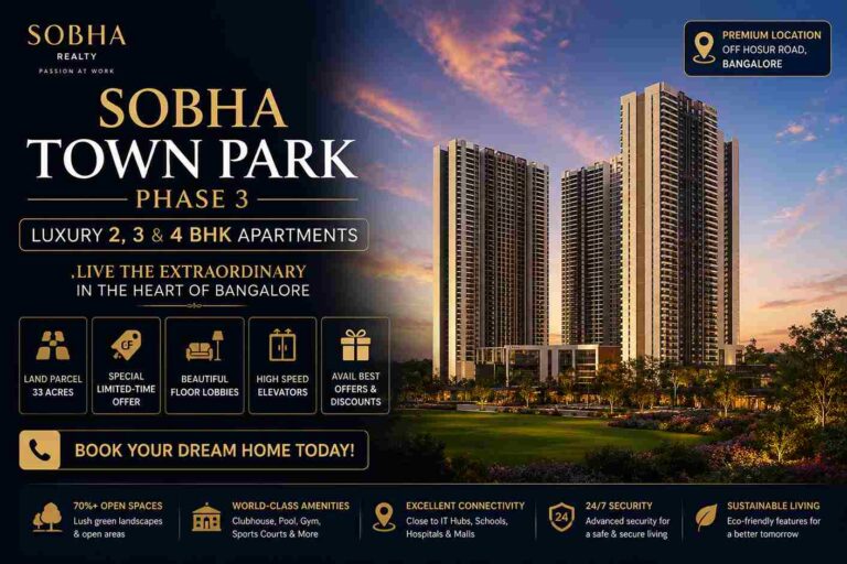 Luxury apartments in Bangalore at Sobha Town Park Hosur Road with spacious 2 3 and 4 BHK homes and premium facilities