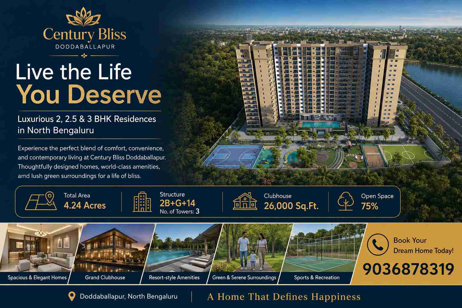Century Bliss Doddaballapur luxury 2, 2.5 & 3 BHK residential apartments in North Bengaluru with modern architecture