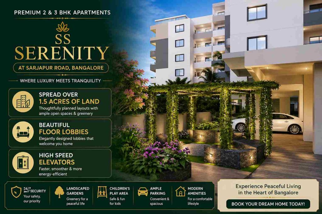 Premium 2 and 3 BHK apartments at SS Serenity Sarjapur Road Bangalore with luxury lifestyle amenities