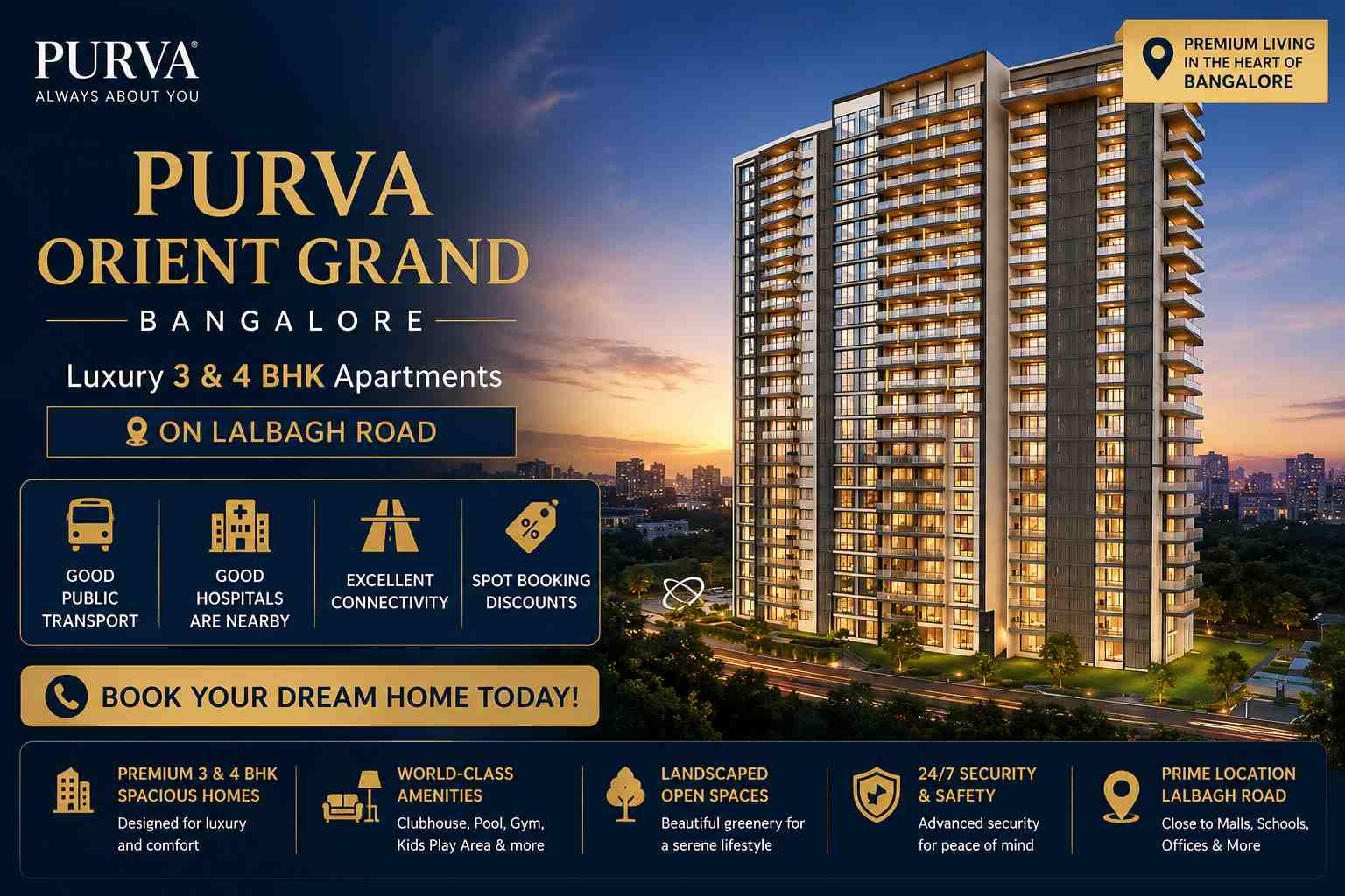 Purva Orient Grand Bangalore | Luxury 3 & 4 BHK Apartments on Lalbagh Road