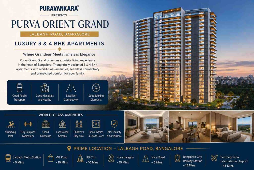Purva Orient Grand Bangalore | Luxury 3 & 4 BHK Apartments on Lalbagh Road