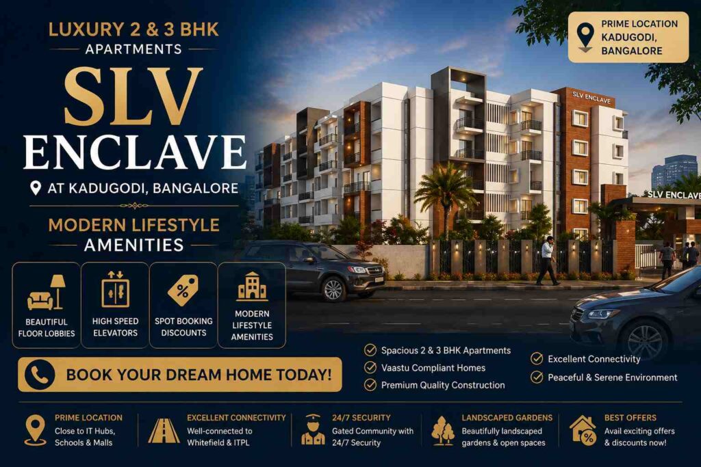Luxury 2 and 3 BHK apartments at SLV Enclave Kadugodi Bangalore near Whitefield with premium lifestyle amenities