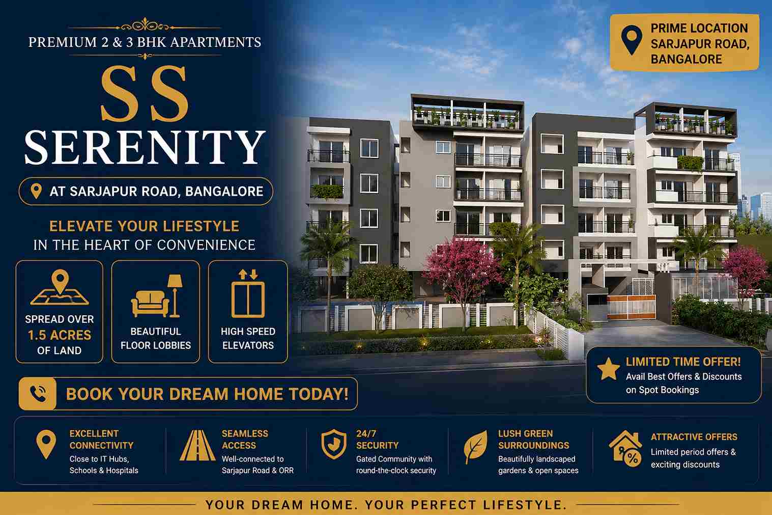 SS Serenity Bangalore premium 2 and 3 BHK apartments on Sarjapur Road with modern amenities and excellent connectivity