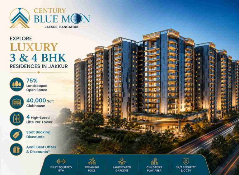 Century Blue Moon Jakkur Bangalore premium residential project with luxury 3 & 4 BHK apartments and clubhouse