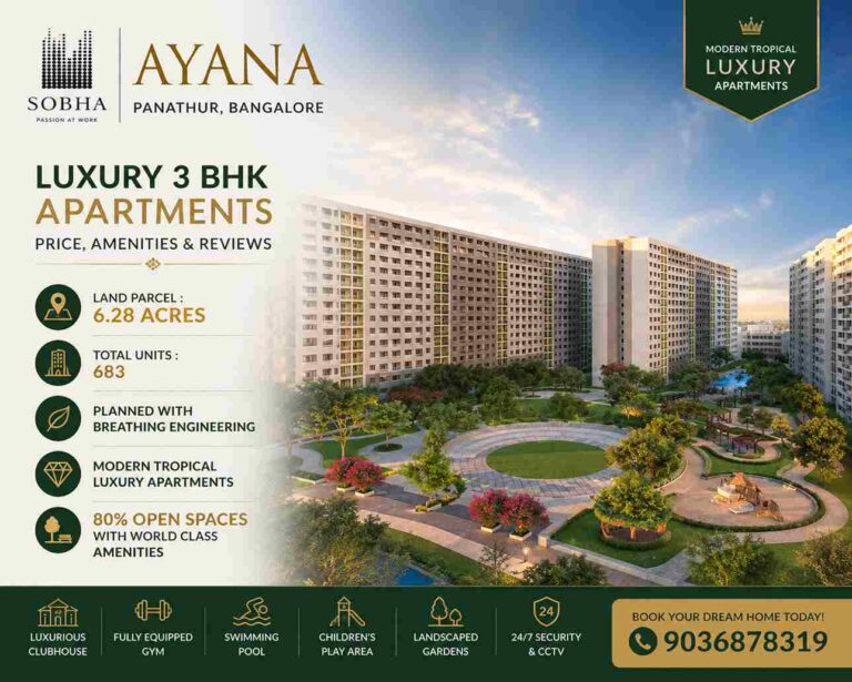 Luxury 3 BHK homes at Sobha Ayana Bangalore in Panathur near Marathahalli ORR