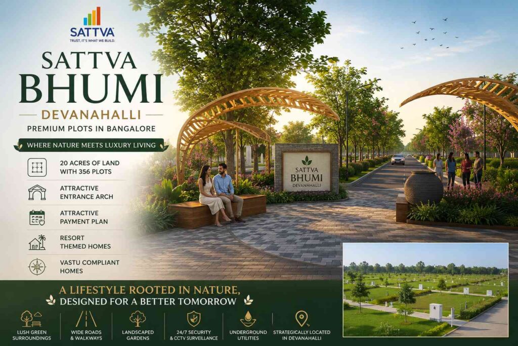Sattva Bhumi Devanahalli premium residential plots in Bangalore with modern infrastructure and landscaped surroundings
