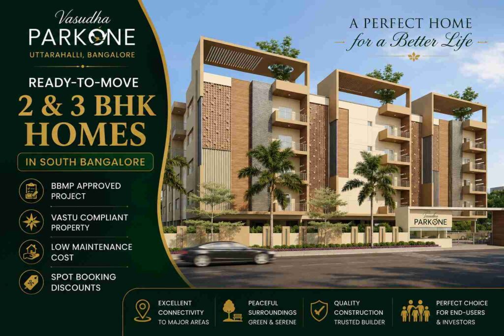 Vasudha Parkone Uttarahalli Bangalore ready-to-move 2 and 3 BHK apartments in South Bangalore