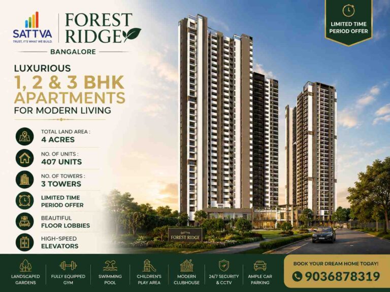 Premium apartments at Sattva Forest Ridge Bangalore surrounded by lush greenery