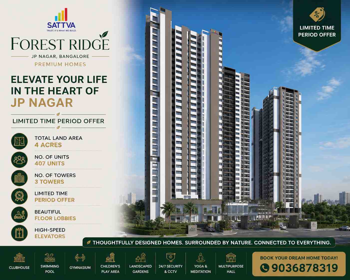 Luxury residential apartments at Sattva Forest Ridge Bangalore with modern amenities