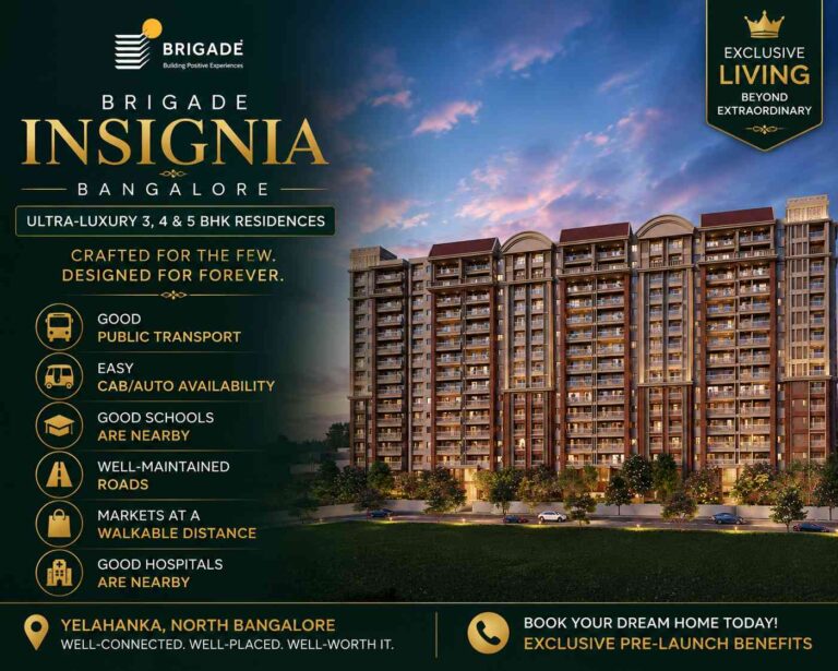 Brigade Insignia Bangalore spacious 3 4 and 5 BHK luxury homes