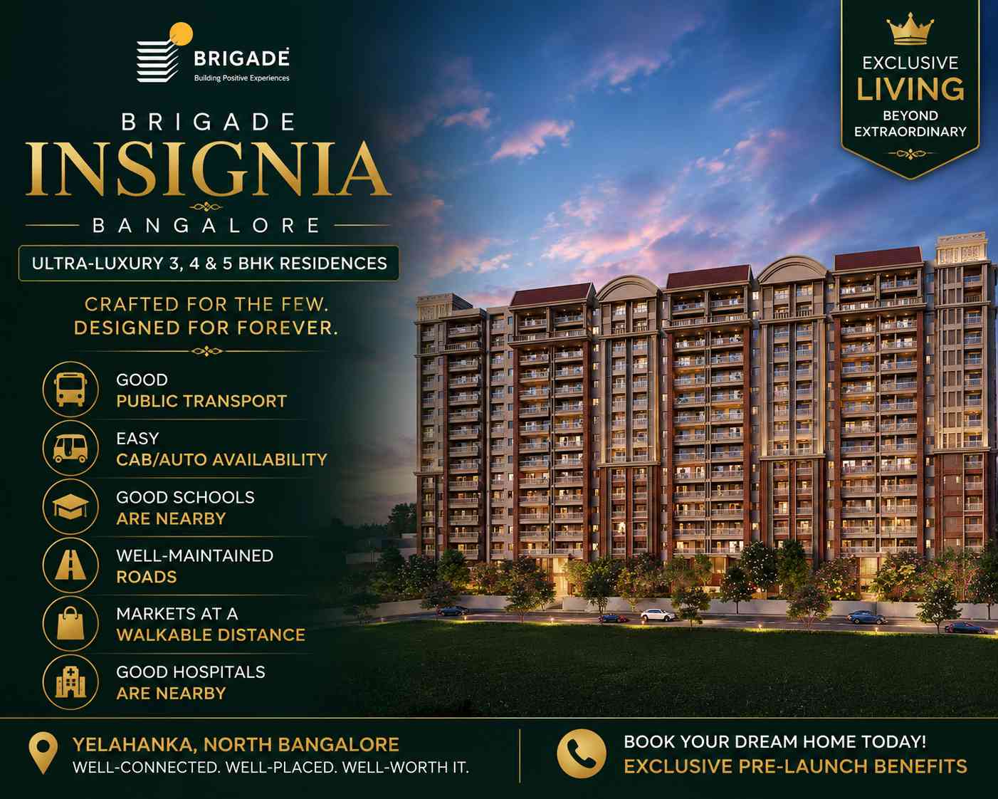Brigade Insignia Bangalore spacious 3 4 and 5 BHK luxury homes