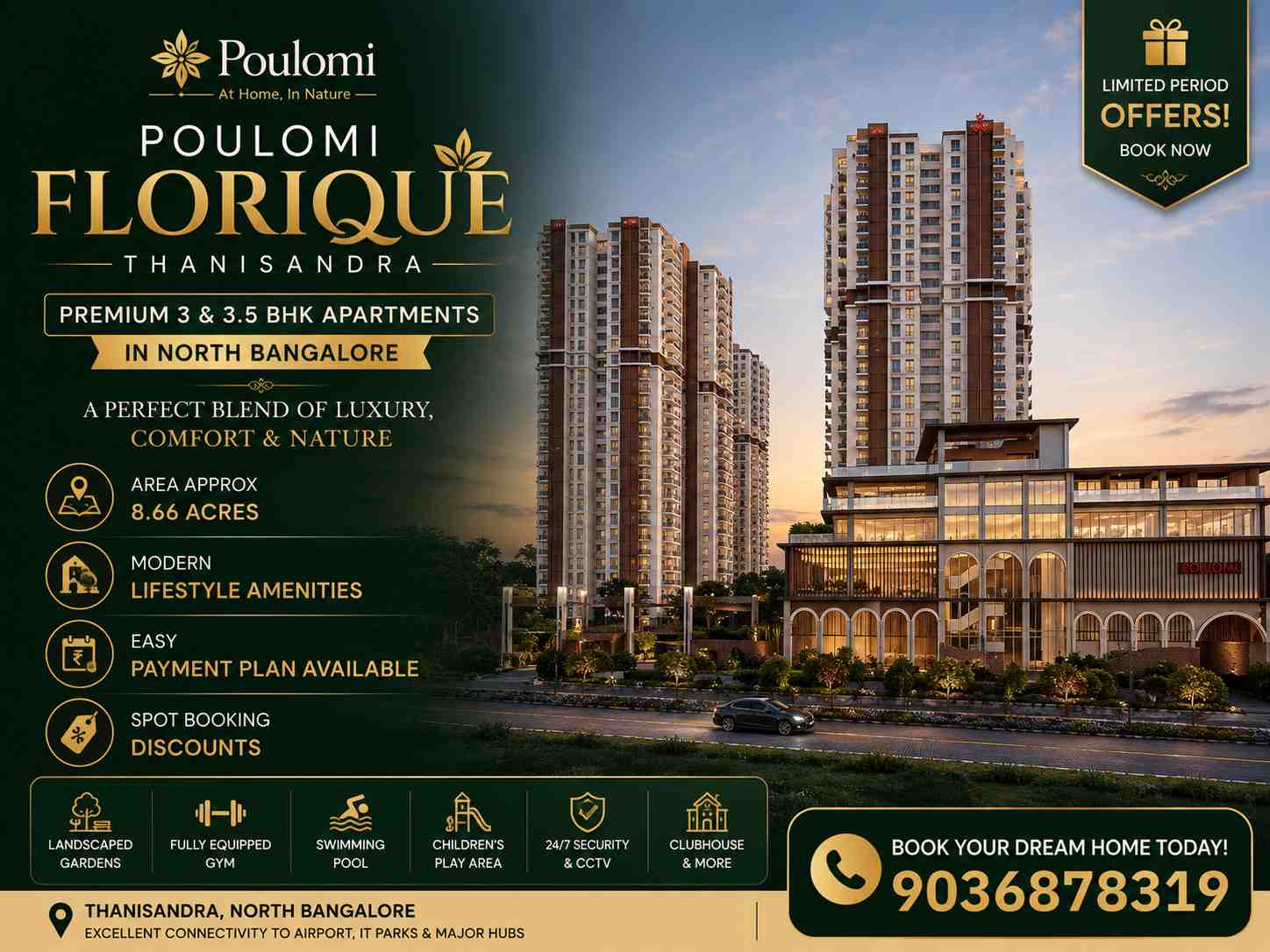 Poulomi Florique Bangalore | Premium Apartments in Thanisandra