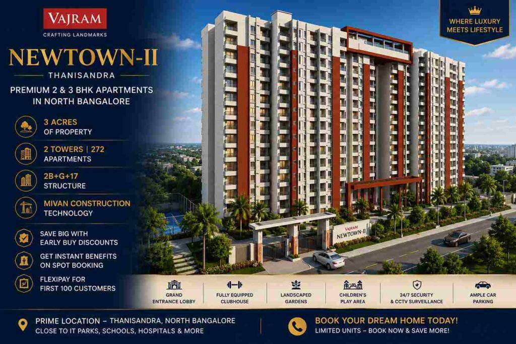 Vajram Newtown 2 Thanisandra premium apartments in North Bangalore