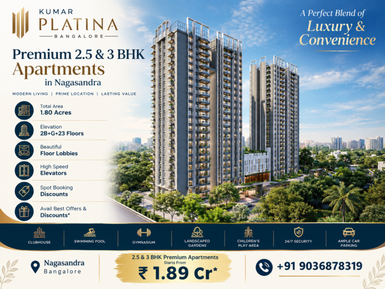 Kumar Platina offers premium 2.5 and 3 BHK apartments in Nagasandra, Bangalore