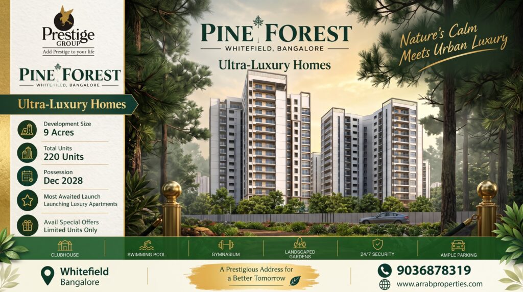 Prestige Pine Forest Bangalore premium 3.5 BHK and 4 BHK homes