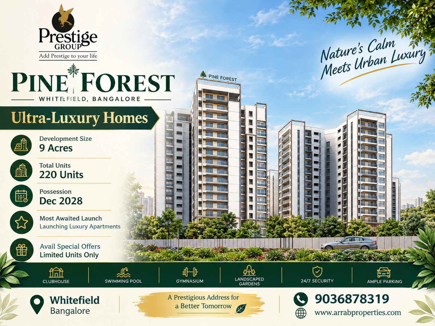 Prestige Pine Forest Whitefield Bangalore ultra luxury residential project