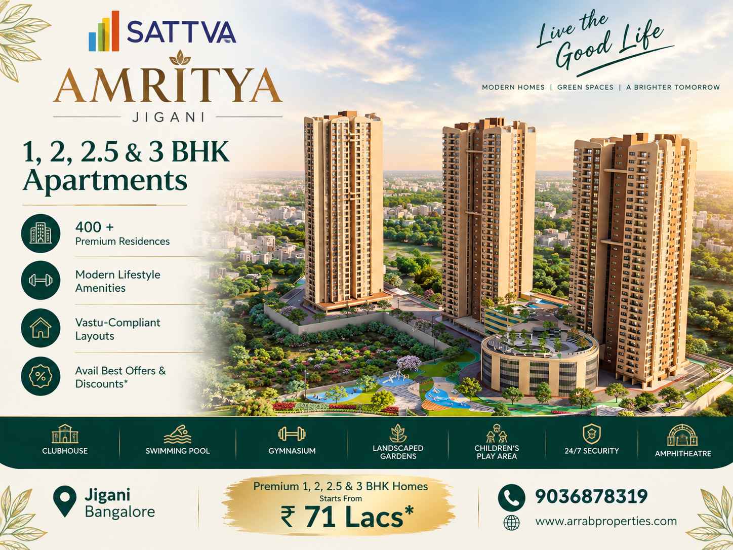 Sattva Amritya apartments in Jigani South Bangalore with modern amenities