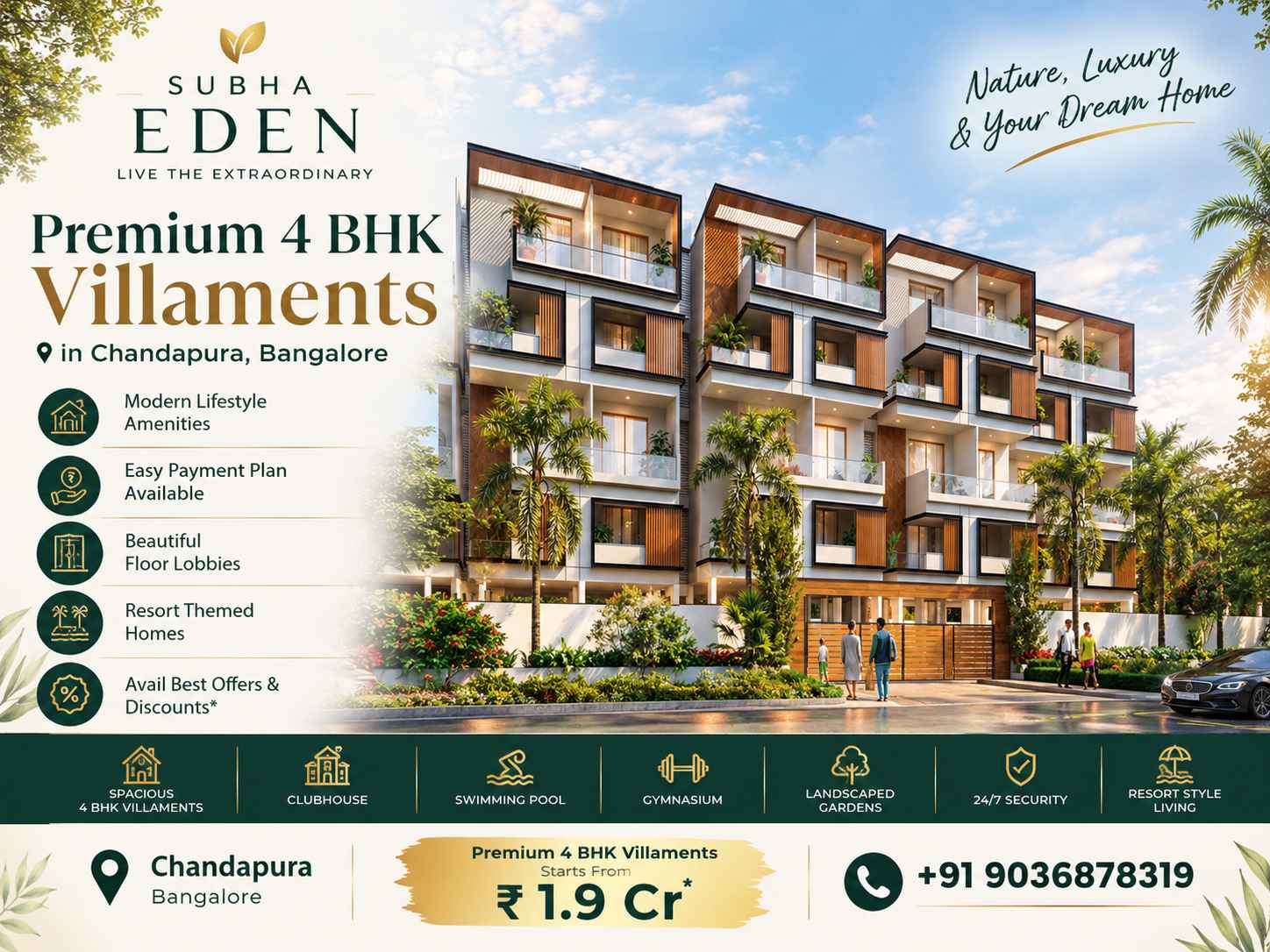Subha Eden Chandapura Bangalore premium 4 BHK villament homes