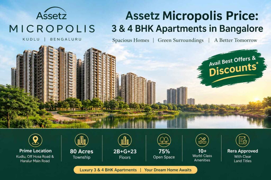 Luxury 3 and 4 BHK apartments at Assetz Micropolis in South-East Bangalore.
