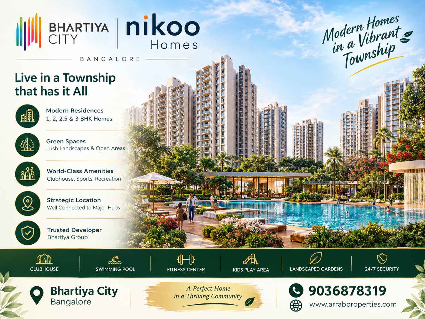 Nikoo Homes Bangalore apartments at Bhartiya City township